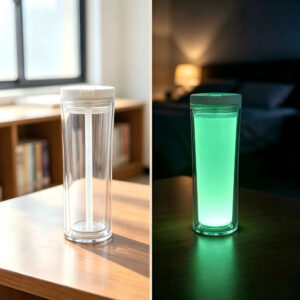20oz Glow in the Dark Snow Globe Plastic Tumblers with Flip Top Straw