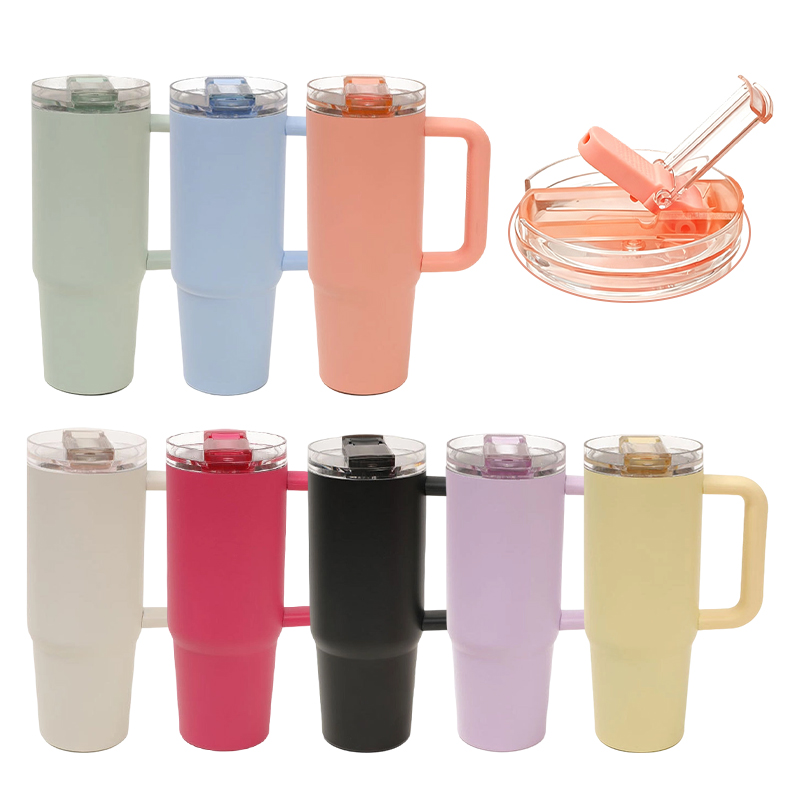 20/30/40oz Insulated Stainless Steel Water Bottle with Flip Top Straw