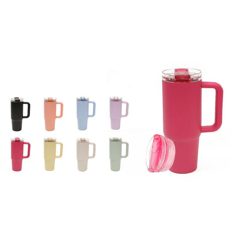 20/30/40oz Insulated Stainless Steel Water Bottle with Flip Top Straw
