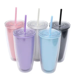 Colored 24oz Plastic Snow Globe Cups with Curved Body
